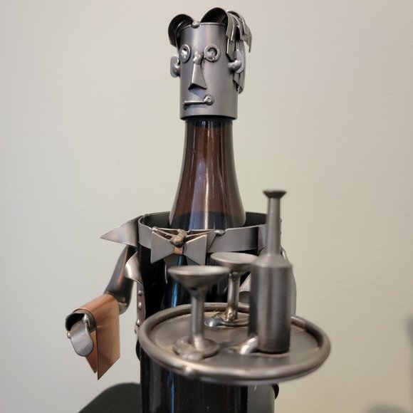 H & K Steel Scuptures Waiter Wine Bottle Holder/Wine Caddy - Picture 4 of 15